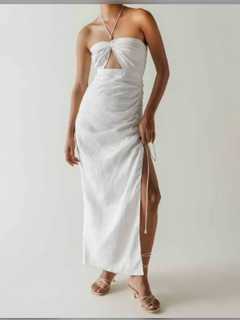 l*space White Ruched Halter Swim Coverup